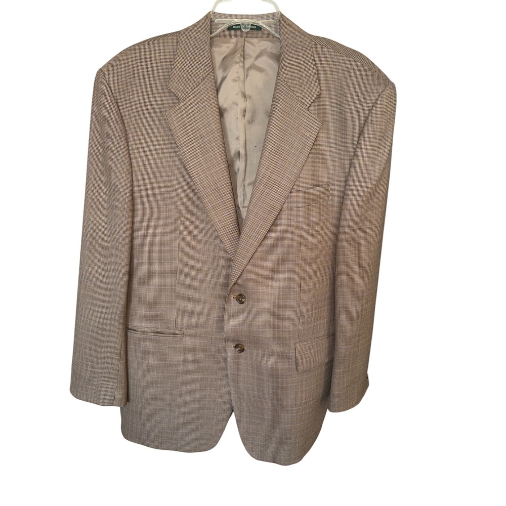 Lauren Ralph Lauren Men's Blazer 42R Houndstooth Tan 100% wool